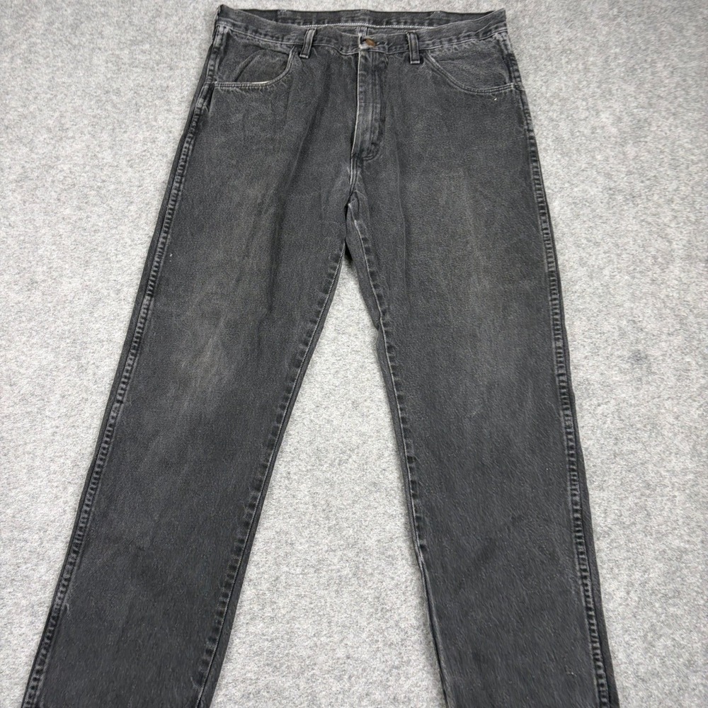 Rustler Jeans Mens 36x30 Black Faded Denim Regular Fit Western Outdoor Rugged - Picture 3 of 16